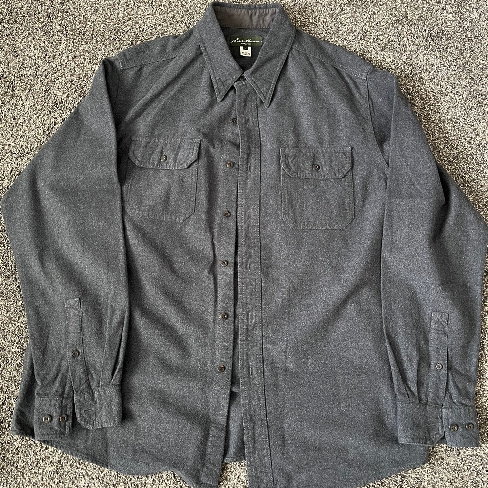 Eddie Bauer - Button Down Charcoal Shirt - Size Large